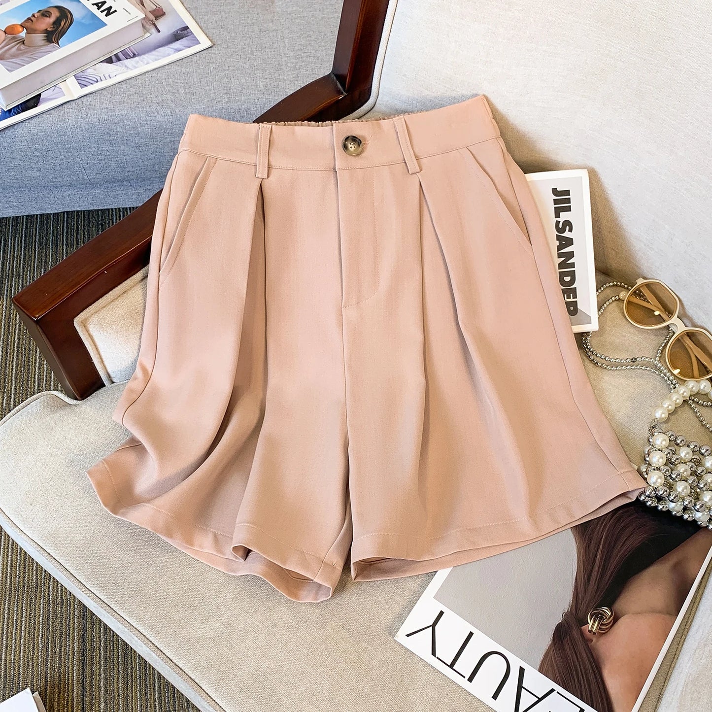 High-Waist Pleated Shorts
