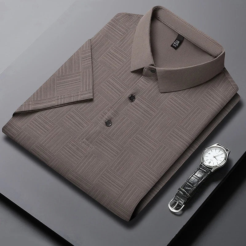 Men’s Geometric Textured Polo Shirt