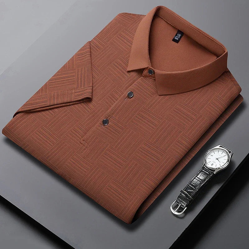 Men’s Geometric Textured Polo Shirt