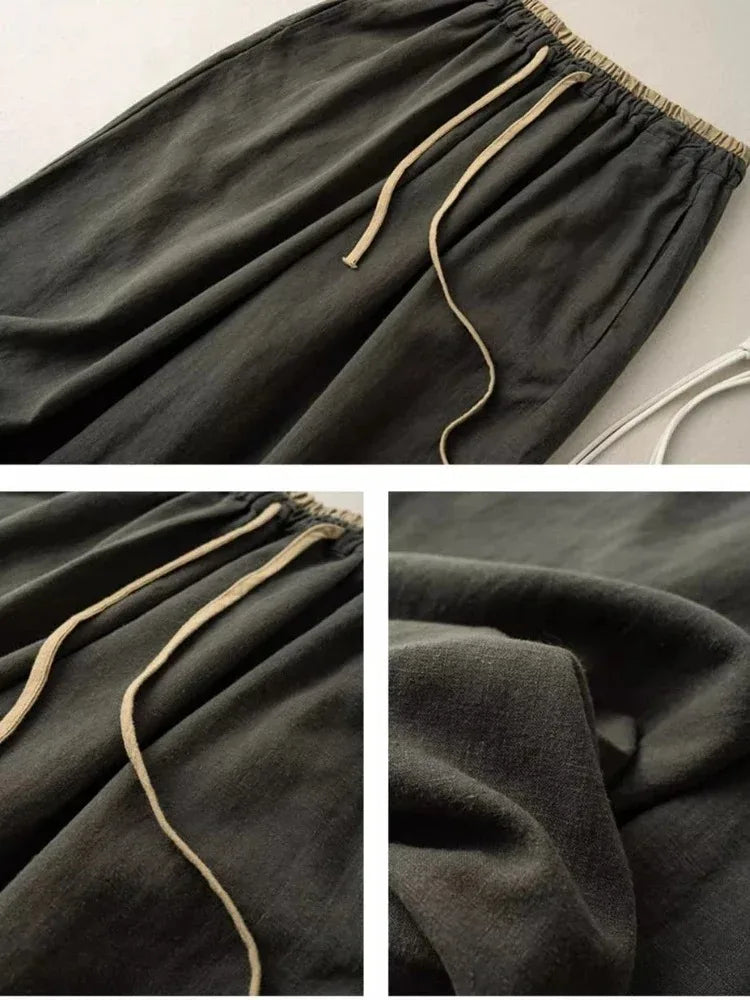 Loose Drawstring Linen Pants