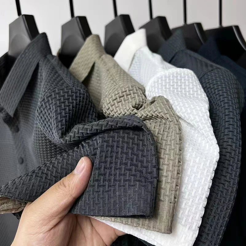 Men’s Textured Knit Polo Shirt