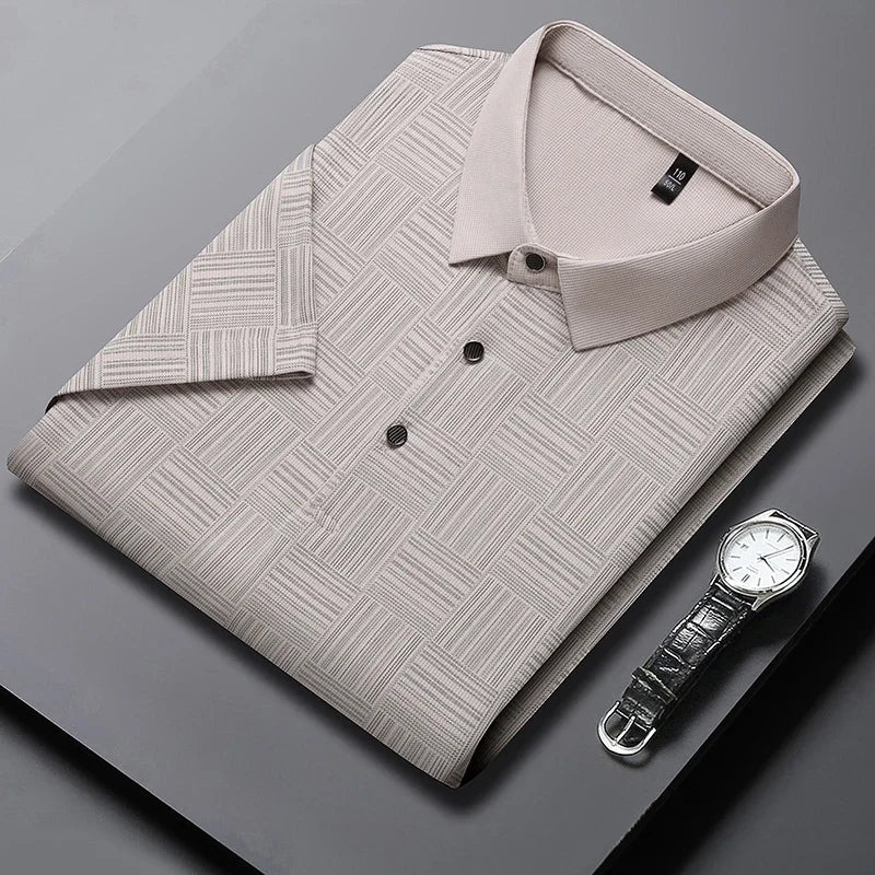 Men’s Geometric Textured Polo Shirt