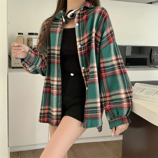 Women’s Oversized Plaid Shirt
