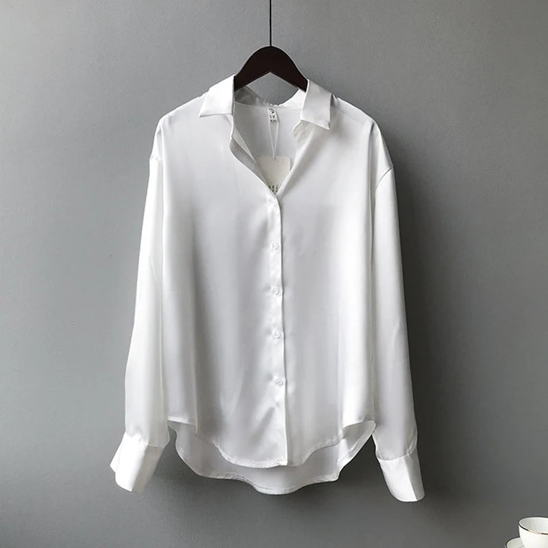 Elegant Satin Long Sleeve Blouse