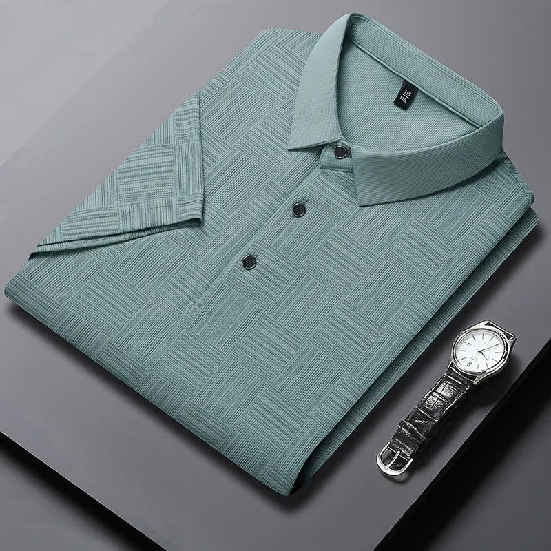 Men’s Geometric Textured Polo Shirt