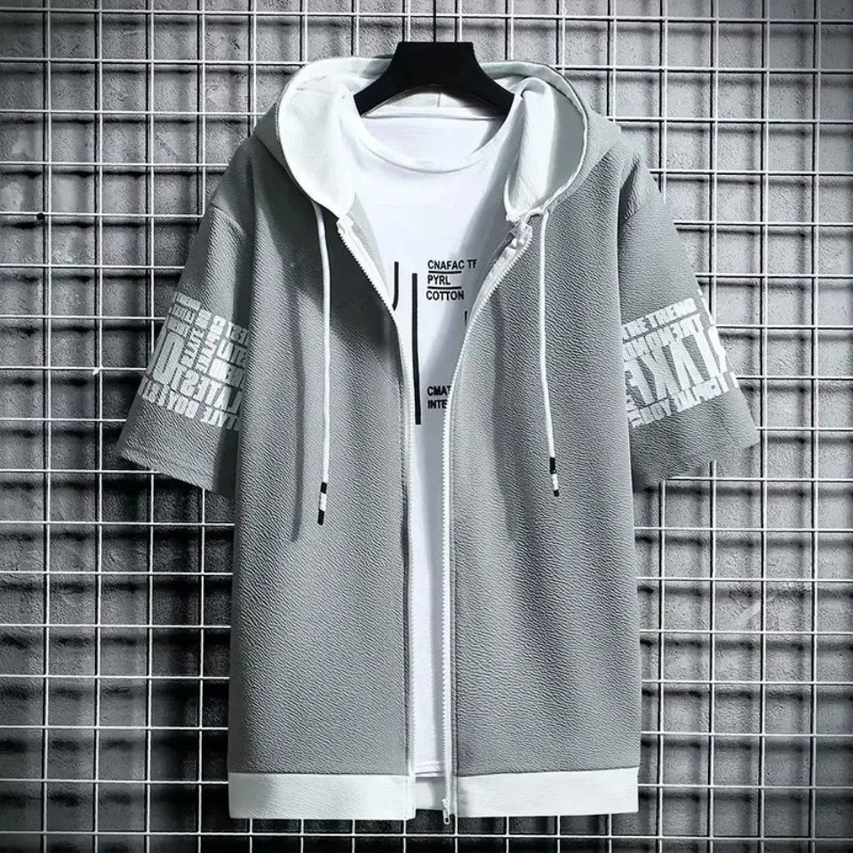 Men’s Short Sleeve Zip-Up Hoodie