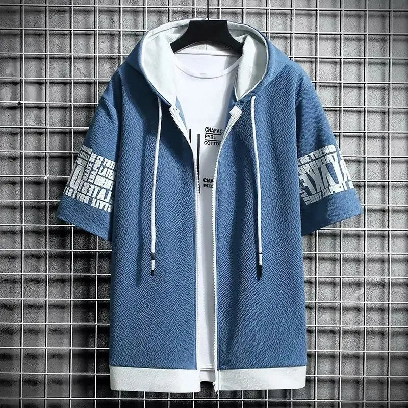 Men’s Short Sleeve Zip-Up Hoodie