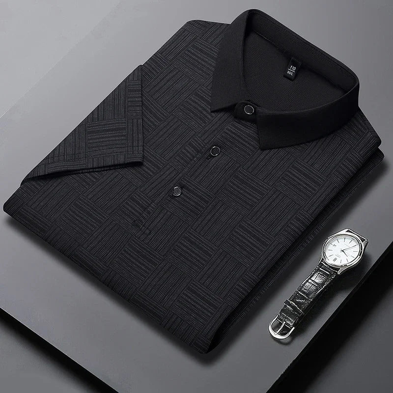 Men’s Geometric Textured Polo Shirt