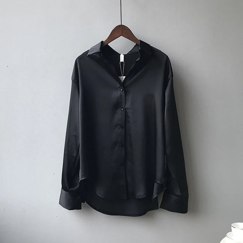 Elegant Satin Long Sleeve Blouse