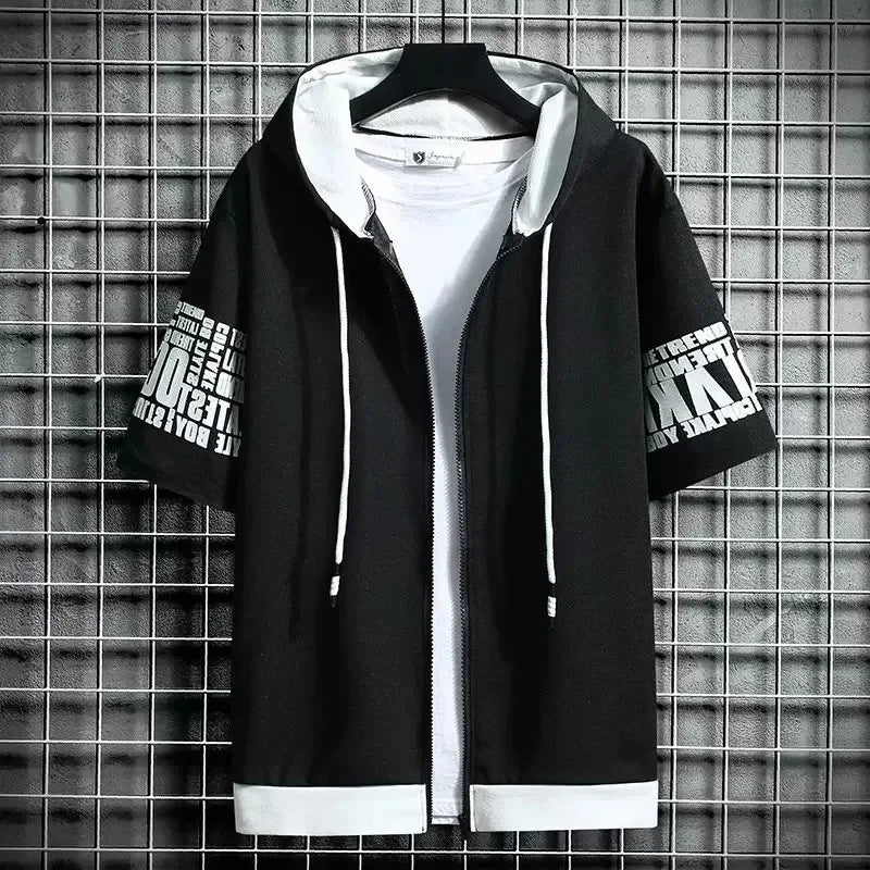 Men’s Short Sleeve Zip-Up Hoodie