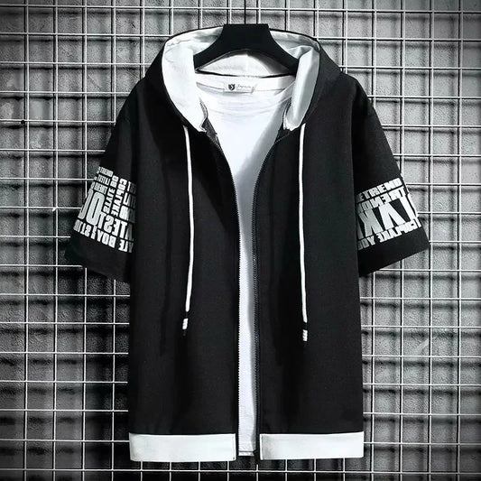 Men’s Short Sleeve Zip-Up Hoodie