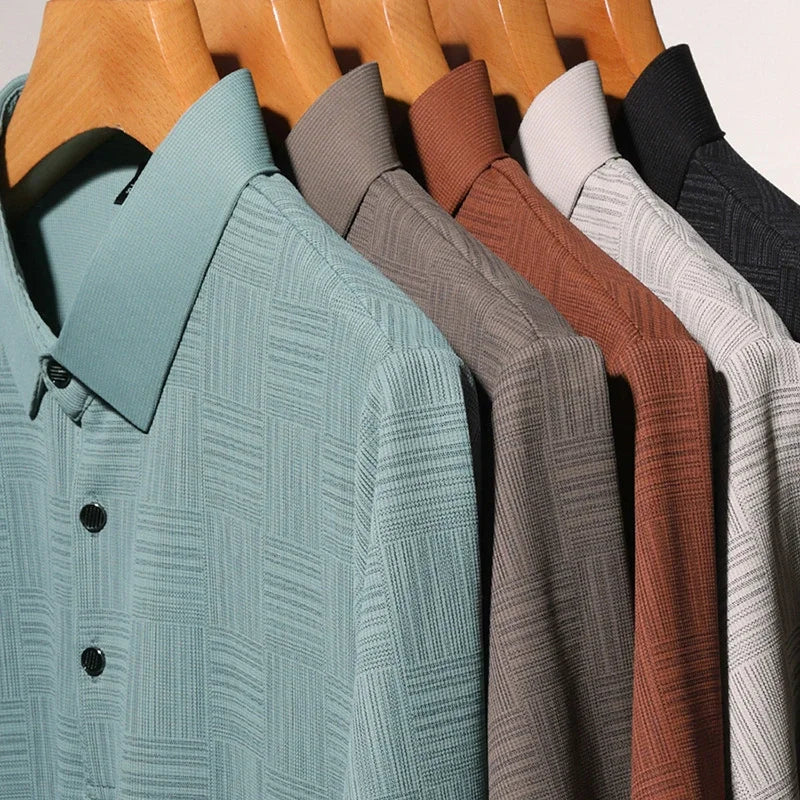 Men’s Geometric Textured Polo Shirt