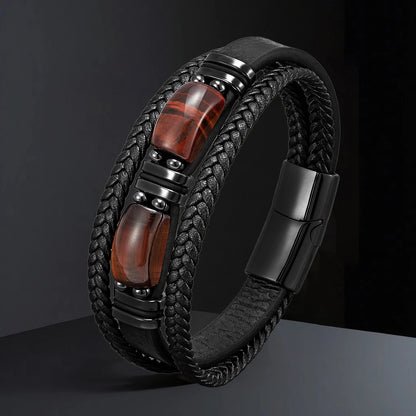 Natural Stone & Leather Bracelet