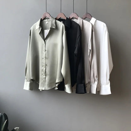 Elegant Satin Long Sleeve Blouse