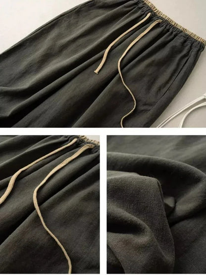 Loose Drawstring Linen Pants