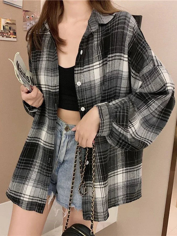 Women’s Oversized Plaid Shirt