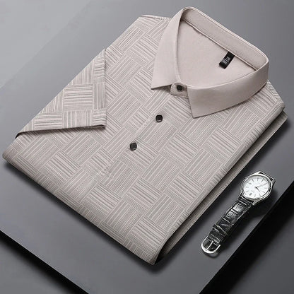 Men’s Geometric Textured Polo Shirt