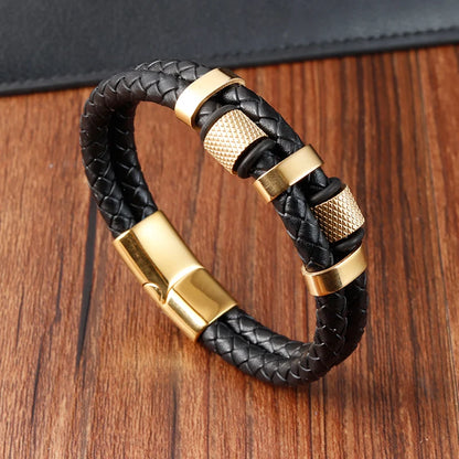 Urban Steel Leather Bracelet