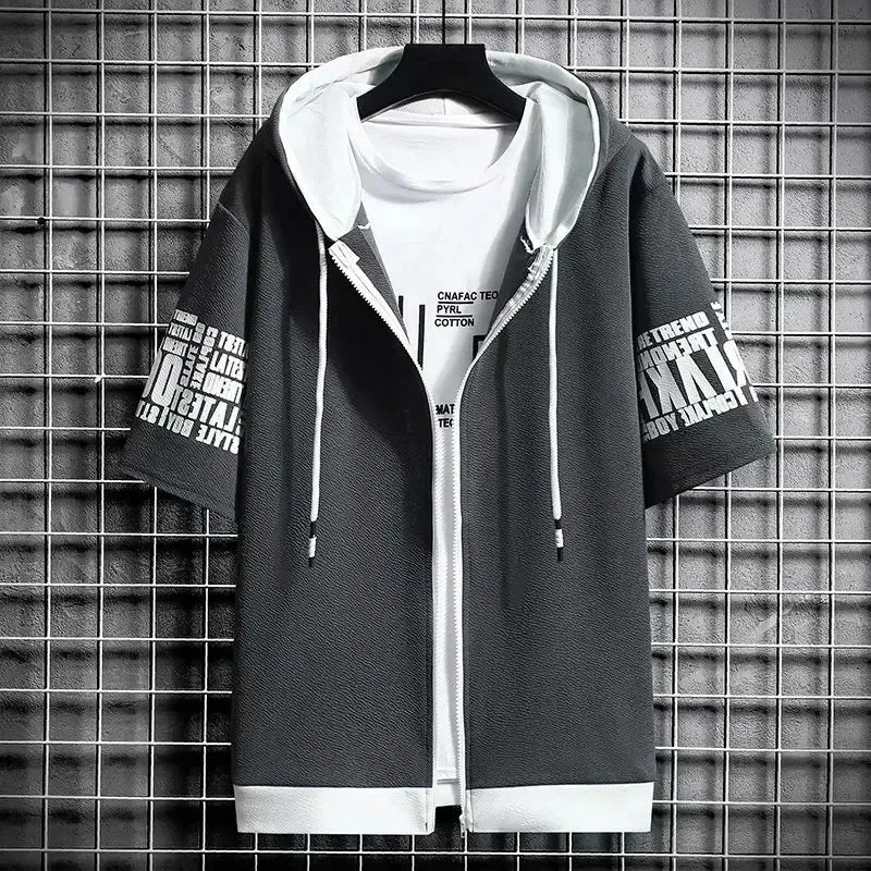 Men’s Short Sleeve Zip-Up Hoodie