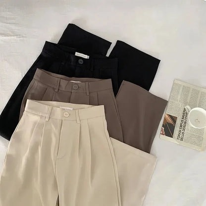 High-Waist Straight Trousers