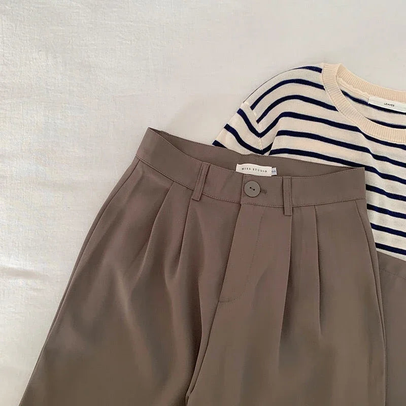 High-Waist Straight Trousers