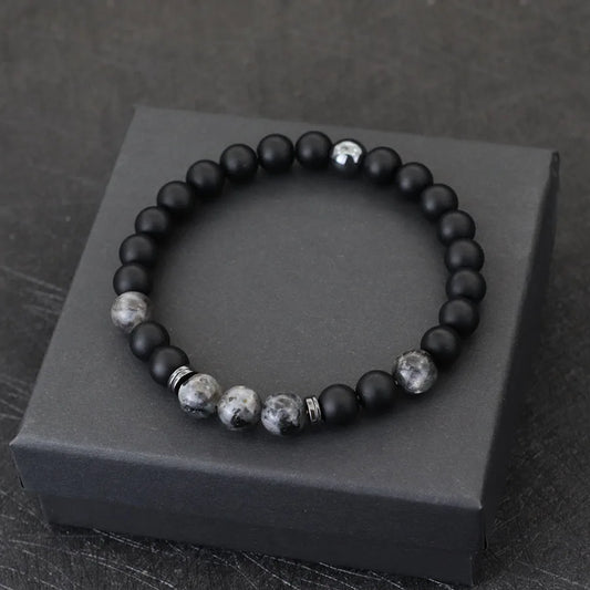 Obsidian Stone Bead Bracelet