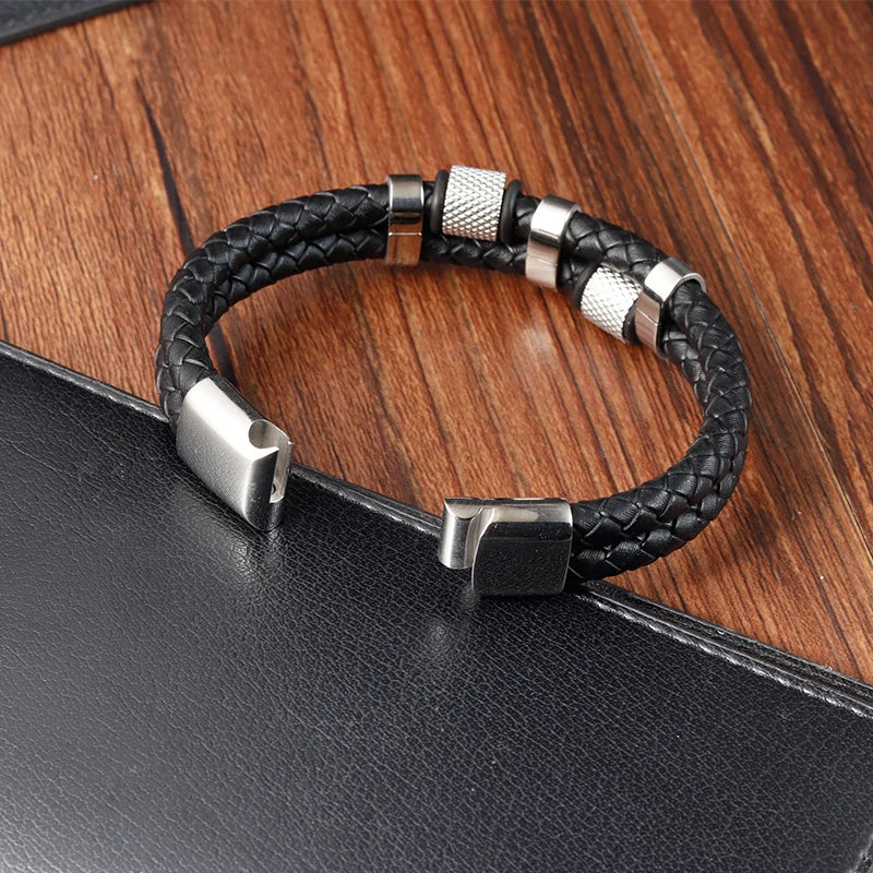 Urban Steel Leather Bracelet