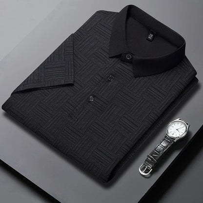 Men’s Geometric Textured Polo Shirt