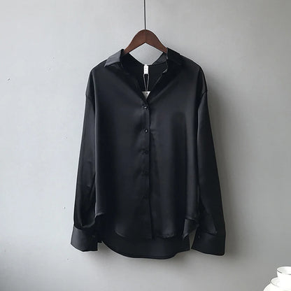 Elegant Satin Long Sleeve Blouse
