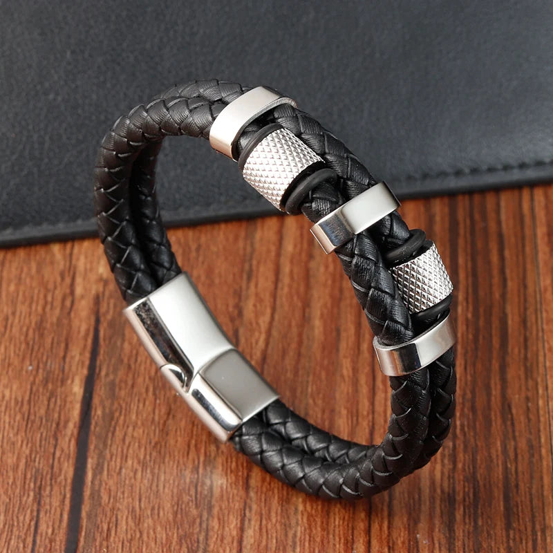 Urban Steel Leather Bracelet